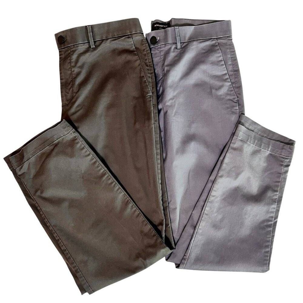 Lot 2 Banana Republic Men’s Slim Fit 33x32 Gray Blue Dress Pants Office Casual